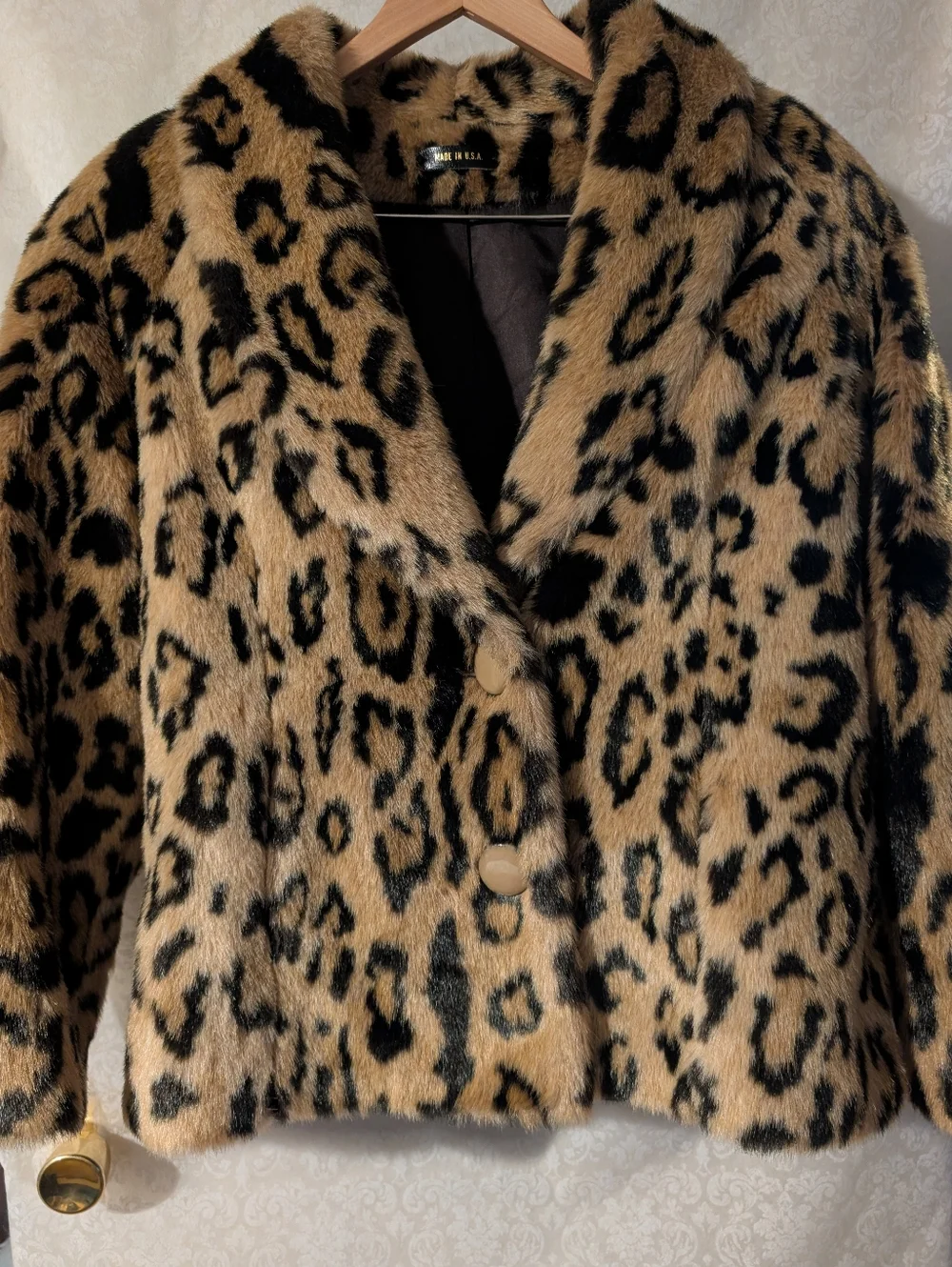 Faux Fur Leopard Car Coat Vintage? Silky Lining - Picture 6 of 16